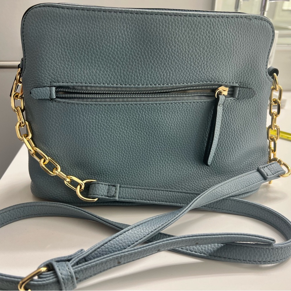 Elegant Blue Leather Crossbody Bag